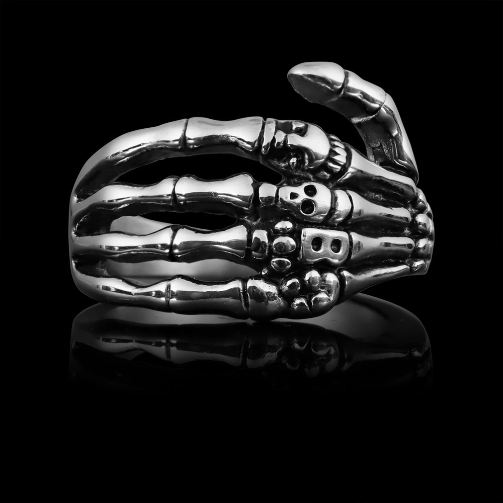 Skeleton Hand Silver Ring Sz 7
